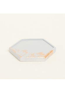 Beauty Home ΚΕΡΑΜΙΚΟ ΠΟΛΥΓΩΝΟ ΣΟΥΒΕΡ ΜΕ ΧΡΥΣΕΣ ΛΕΠΤΟΜΕΡΕΙΕΣ 9 x 10 X 1,2 cm ΓΚΡΙ / ΧΡΥΣΟ