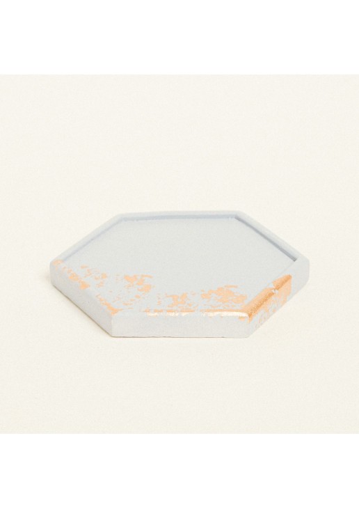 Beauty Home ΚΕΡΑΜΙΚΟ ΠΟΛΥΓΩΝΟ ΣΟΥΒΕΡ ΜΕ ΧΡΥΣΕΣ ΛΕΠΤΟΜΕΡΕΙΕΣ 9 x 10 X 1,2 cm ΓΚΡΙ / ΧΡΥΣΟ