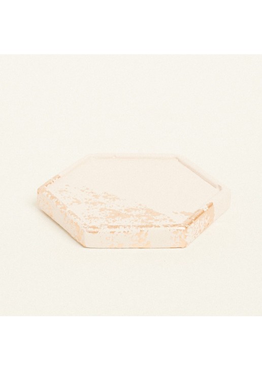 Beauty Home ΚΕΡΑΜΙΚΟ ΠΟΛΥΓΩΝΟ ΣΟΥΒΕΡ ΜΕ ΧΡΥΣΕΣ ΛΕΠΤΟΜΕΡΕΙΕΣ 9 x 10 X 1,2 cm ΜΠΕΖ-ΧΡΥΣΟ
