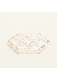 Beauty Home ΚΕΡΑΜΙΚΟ ΠΟΛΥΓΩΝΟ ΣΟΥΒΕΡ ΜΕ ΧΡΥΣΕΣ ΛΕΠΤΟΜΕΡΕΙΕΣ 9 x 10 X 1,2 cm ΛΕΥΚΟ / ΧΡΥΣΟ