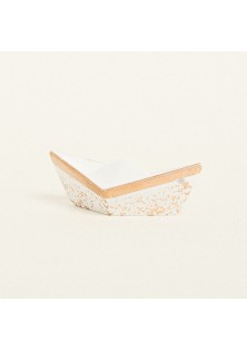 Beauty Home ΚΕΡΑΜΙΚΟ ΚΑΡΑΒΑΚΙ 7,5 x 3,5 x 3 cm ΛΕΥΚΟ / ΧΡΥΣΟ