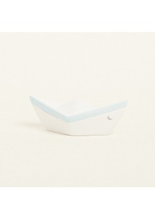 Beauty Home ΚΕΡΑΜΙΚΟ ΚΑΡΑΒΑΚΙ 7,5 x 3,5 x 3 cm ΛΕΥΚΟ / ΓΑΛΑΖΙΟ