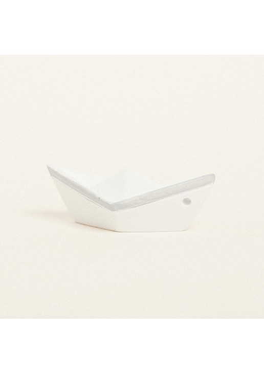 Beauty Home ΚΕΡΑΜΙΚΟ ΚΑΡΑΒΑΚΙ 7,5 x 3,5 x 3 cm ΛΕΥΚΟ / ΓΚΡΙ