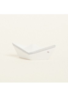 Beauty Home ΚΕΡΑΜΙΚΟ ΚΑΡΑΒΑΚΙ 7,5 x 3,5 x 3 cm ΛΕΥΚΟ / ΓΚΡΙ