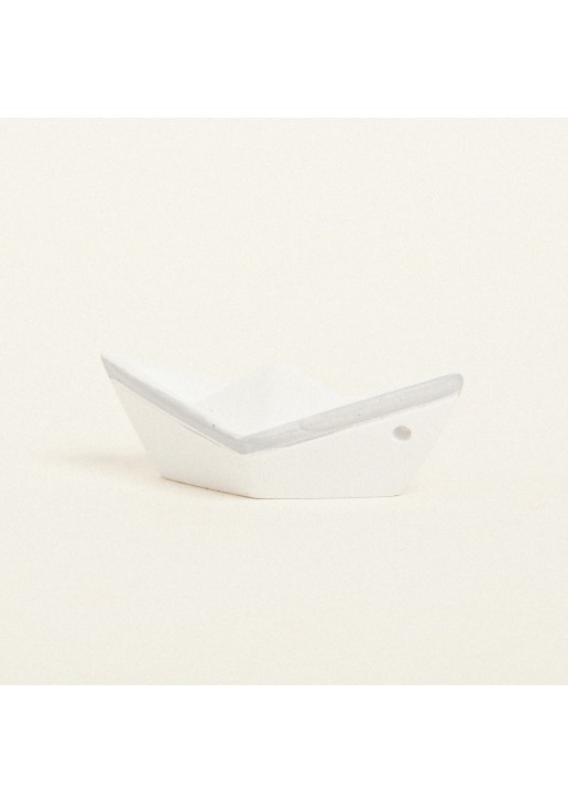 Beauty Home ΚΕΡΑΜΙΚΟ ΚΑΡΑΒΑΚΙ 7,5 x 3,5 x 3 cm ΛΕΥΚΟ / ΓΚΡΙ