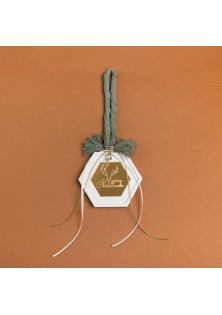 Beauty Home ΚΡΕΜΑΣΤΟ ΠΟΛΥΓΩΝΟ ΚΕΡΑΜΙΚΟ ΜΕ PLEXI MERRY CHRISTMAS ΠΡΑΣΙΝΟ ΕΥΚΑΛΥΠΤΟΥ