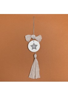 Beauty Home ΚΡΕΜΑΣΤΟ ΣΤΡΟΓΓΥΛΟ ΚΕΡΑΜΙΚΟ ME PLEXI ΑΣΤΕΡΙ ΑΣΗΜΙ ΜΠΕΖ