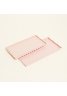 Beauty Home Μεταλλικοί Δίσκοι ΣΕΤ 2 ΤΜΧ 28 x 14 cm , 24 x 12 cm Ροζ