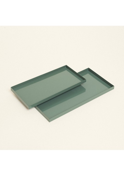 Beauty Home Μεταλλικοί Δίσκοι ΣΕΤ 2 ΤΜΧ 28 x 14 cm , 24 x 12 cm ΠΡΑΣΙΝΟ ΕΥΚΑΛΥΠΤΟΥ