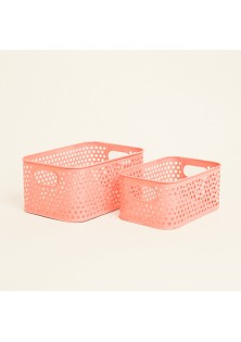 Beauty Home Μεταλλικά Καλάθια 29,5 x 19,8 x 13 cm , 24,8 x 16,3 x 11 cm ΣΕΤ 2 ΤΜΧ Εκρού