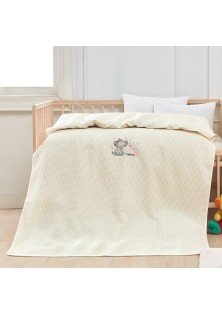 Κουβέρτα πικέ με κέντημα Art 5303 100X150 Μπεζ Beauty Home