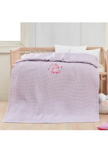 Κουβέρτα πικέ με κέντημα Art 5304 100X150 Ροζ Beauty Home