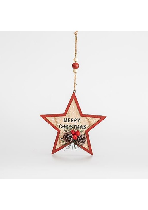 Beauty Home ΞΥΛΙΝΟ ΑΣΤΕΡΑΚΙ, MERRY CHRISTMAS, 15,5x1cm