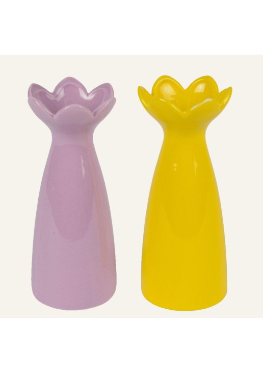 Beauty Home Βάζο Κεραμικό με Σχέδιο Λουλούδι 7.8 x 19.7cm Λιλά