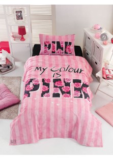 Beauty Home Σετ κουβερλί μονό Pink Art 6113 160x240 Ροζ