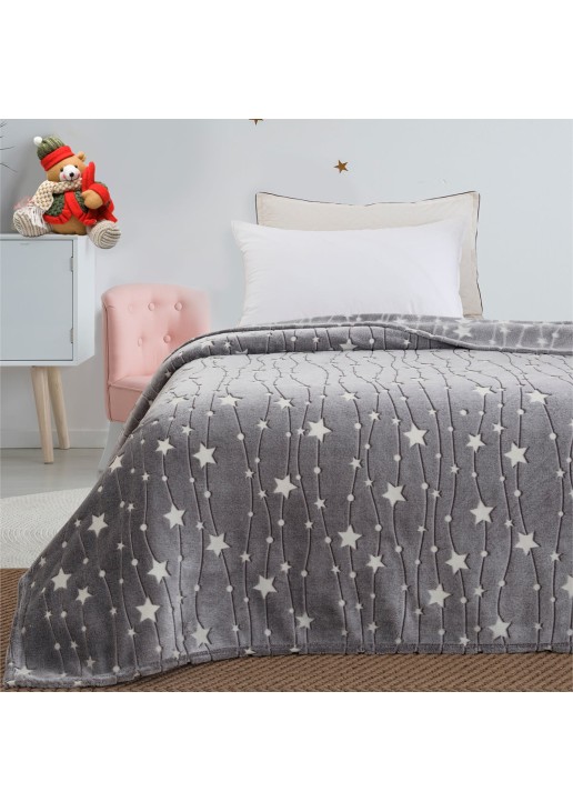 Beauty Home Κουβέρτα μονή φωσφορίζουσα Flash Art 6136 160x220 Γκρι