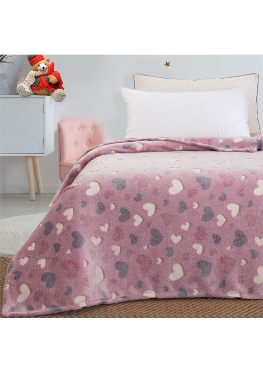 Κουβέρτα μονή φωσφορίζουσα Art 6137 160x220 Ροζ Beauty Home