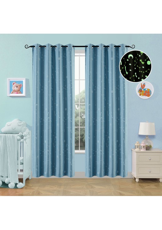 Beauty Home Κουρτίνα φωσφορίζουσα με 8 κρίκους Art 6140 140x260 Σιέλ