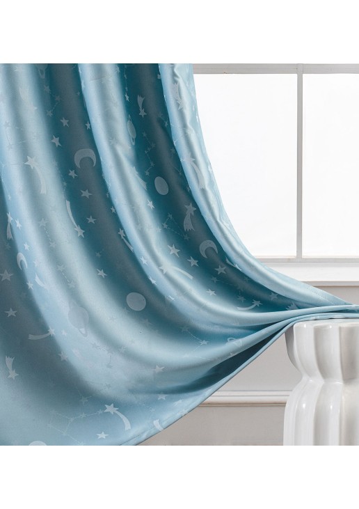 Beauty Home Κουρτίνα φωσφορίζουσα με 8 κρίκους Art 6140 140x260 Σιέλ