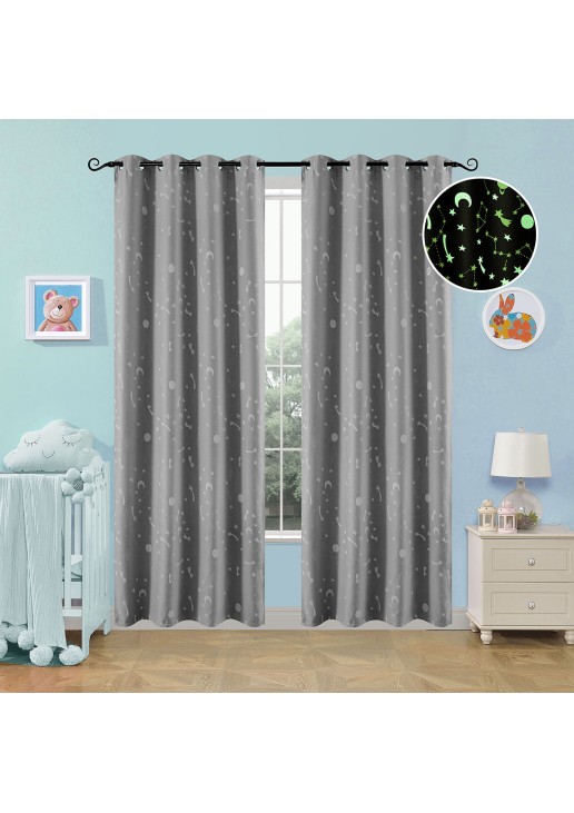 Beauty Home Κουρτίνα φωσφορίζουσα με 8 κρίκους Art 6140 140x260 Γκρι