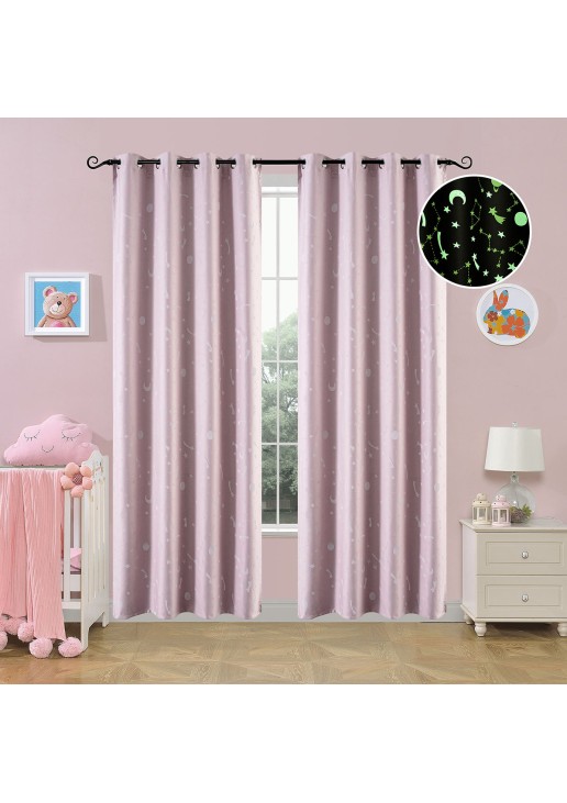 Beauty Home Κουρτίνα φωσφορίζουσα με 8 κρίκους Art 6140 140x260 Ροζ