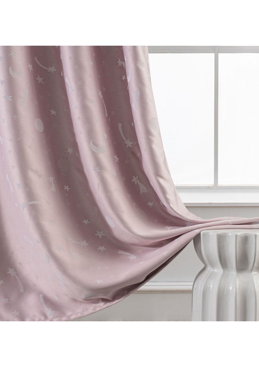 Κουρτίνα φωσφορίζουσα με τρέσα Art 6141 ροζ 140x270 Ροζ Beauty Home