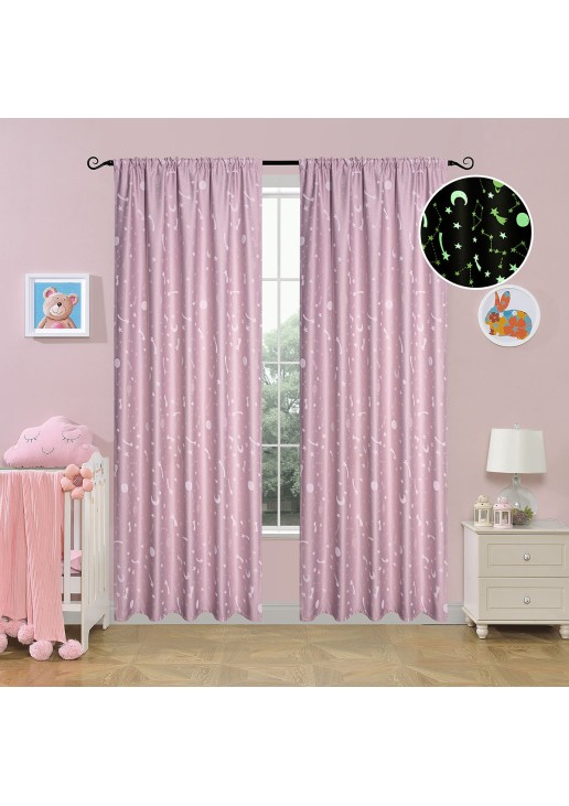 Beauty Home Κουρτίνα φωσφορίζουσα με τρέσα Art 6141 140x270 Ροζ