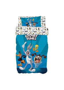 Σετ παπλωματοθήκη μονή Art 6188 Looney Tunes 165x250 Μπλε Beauty Home ΣΕΤ 2ΤΜΧ