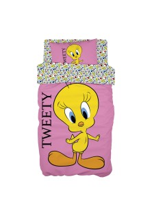 Beauty Home Σετ πάπλωμα μονό Art 6190 Tweety 160x240 Ροζ
