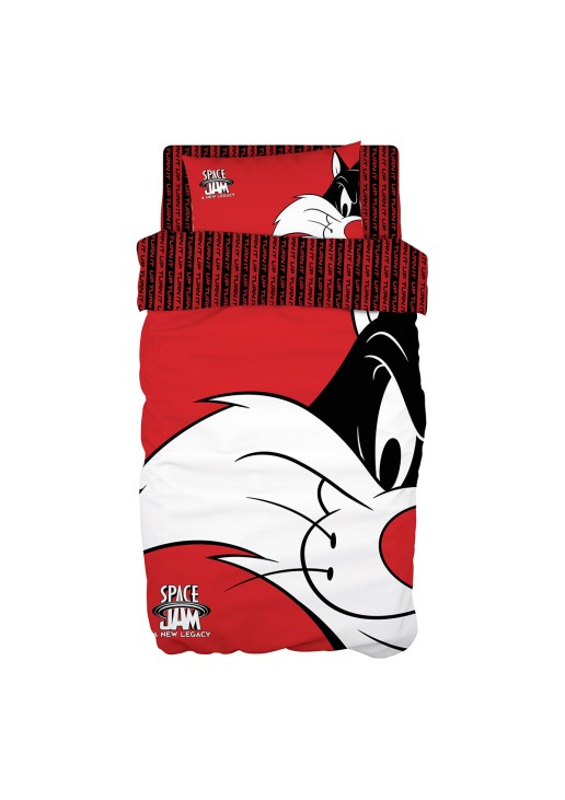 Beauty Home Σετ κουβερλί μονό Art 6192 Space Jam Sylvester 160x240 Κόκκινο