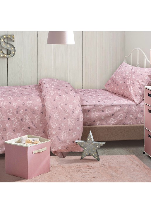 Σετ πάπλωμα μονό Princess Art 6214 160x240 Ροζ Beauty Home ΣΕΤ 3ΤΜΧ