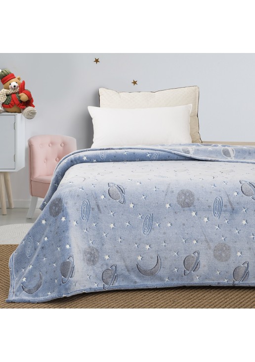 Beauty Home Κουβέρτα μονή φωσφορίζουσα Flash Art 6250 160x220 Γαλάζιο