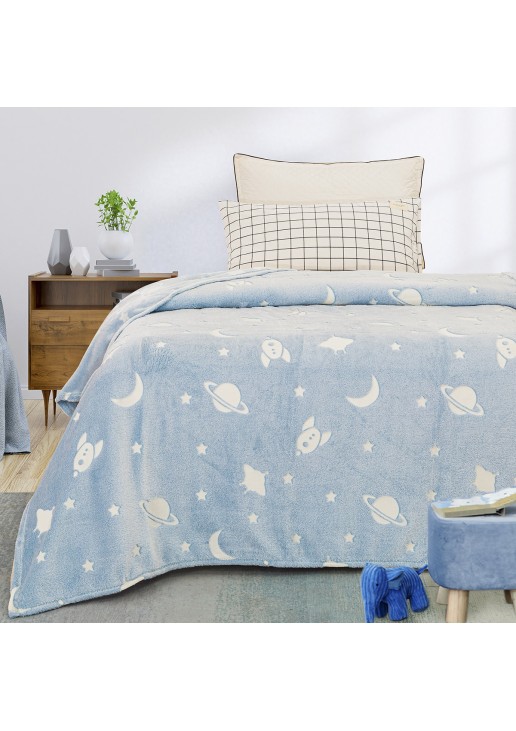 Beauty Home Κουβέρτα μονή φωσφορίζουσα Flash Art 6253 160x220 Γαλάζιο