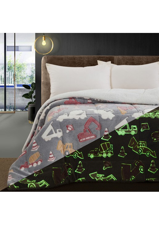 Beauty Home Κουβερτοπάπλωμα μονό φωσφοριζέ Glow Art 6269 160x220 Γκρι