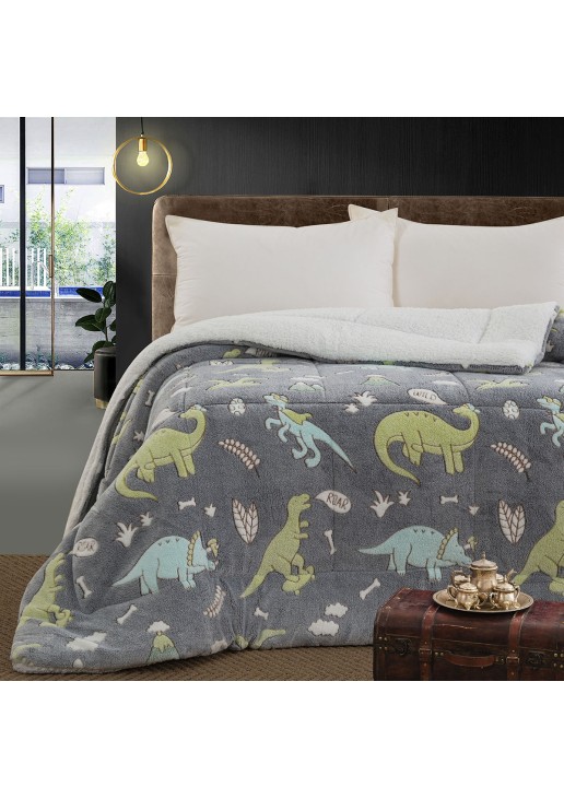 Beauty Home Κουβερτοπάπλωμα μονό φωσφοριζέ Glow Art 6270 160x220 Γκρι