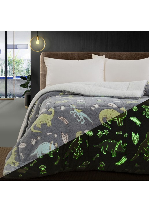 Beauty Home Κουβερτοπάπλωμα μονό φωσφοριζέ Glow Art 6270 160x220 Γκρι