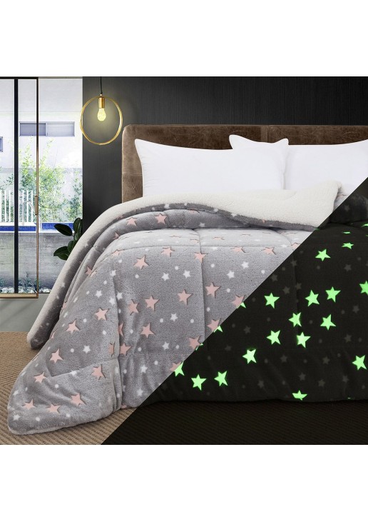 Beauty Home Κουβερτοπάπλωμα μονό φωσφοριζέ Glow Art 6271 160x220 Γκρι