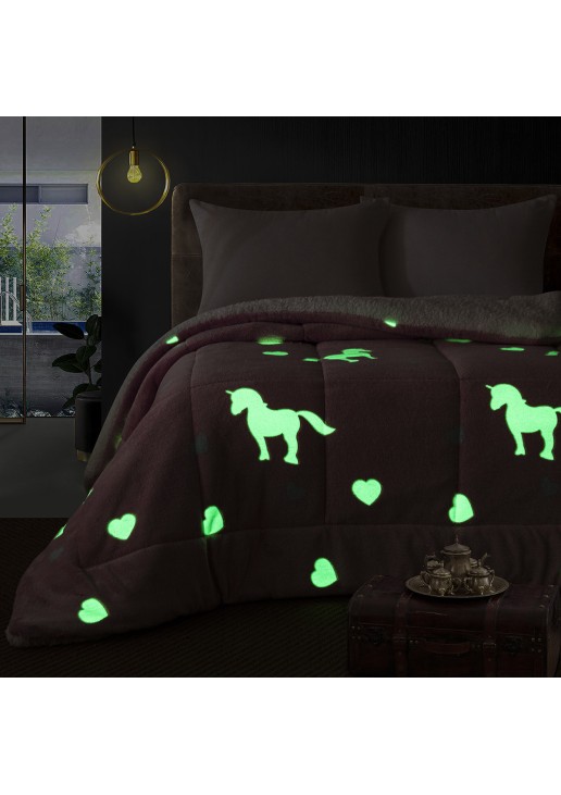 Beauty Home Κουβερτοπάπλωμα μονό φωσφοριζέ Glow Art 6272 160x220 Ροζ