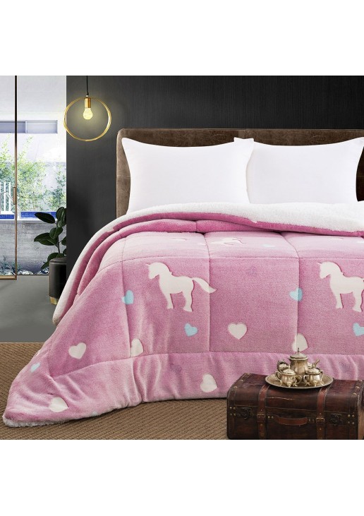 Beauty Home Κουβερτοπάπλωμα μονό φωσφοριζέ Glow Art 6272 160x220 Ροζ