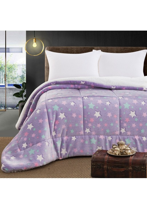 Beauty Home Κουβερτοπάπλωμα μονό φωσφοριζέ Glow Art 6273 160x220 Λιλά
