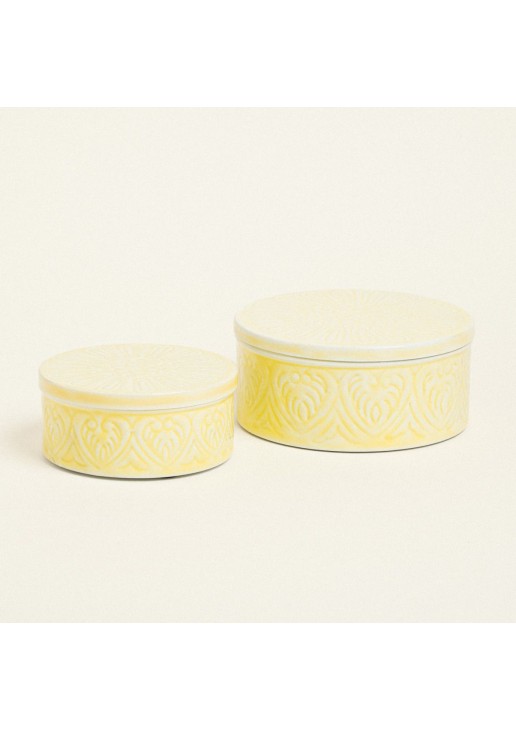 Beauty Home ΜΕΤΑΛΛΙΚΟ ΚΟΥΤΙ ΣΕΤ 2 ΤΕΜ ΚΙΤΡΙΝΟ 20 x 10 cm 16 x 8 cm