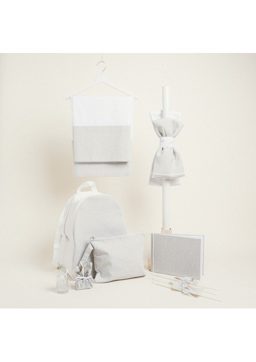 Beauty Home ΣΕΤ ΒΑΠΤΙΣΗΣ ΓΚΡΙ ΑΣΗΜΙ LUREX