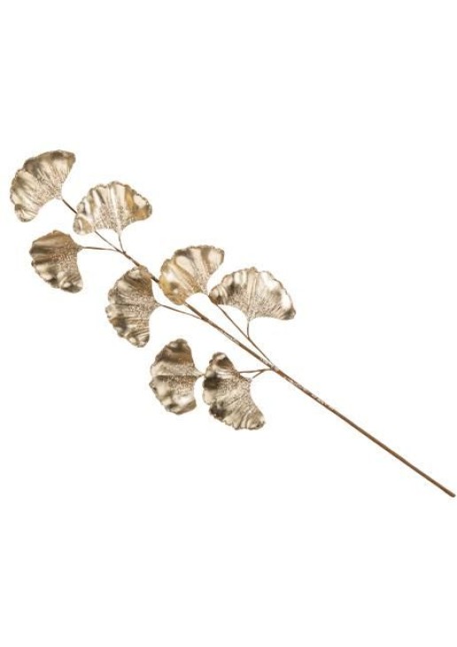 Beauty Home ΚΛΑΔΙ GINKGO ΣΕΤ ΧΡΥΣΟ ΜΕ ΓΚΛΙΤΕΡ 53CM