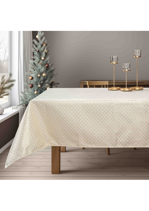 Beauty Home ΤΡΑΠΕΖΟΜΑΝΤΗΛΟ ΖΑΚΑΡ ΕΚΡΟΥ- ΧΡΥΣΟ 135 x 220 cm
