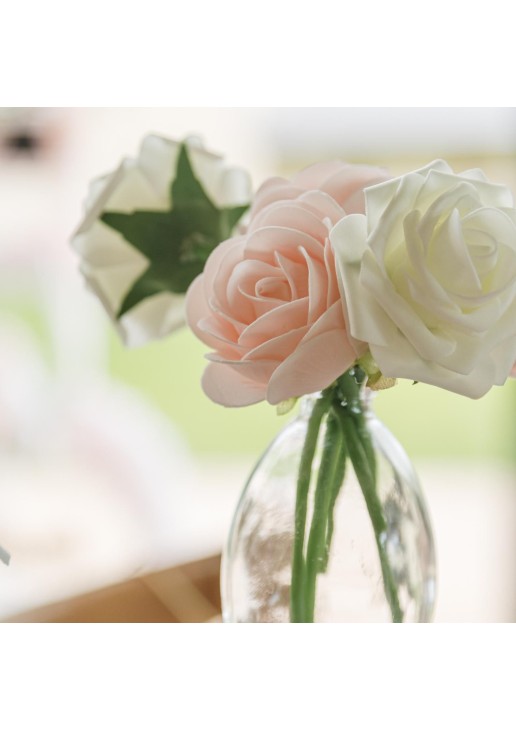 Beauty Home Μπουκέτο με 3 αφρώδη τριαντάφυλλα λευκά ø7×26.5cm