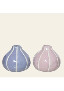 Beauty Home Βάζο Πορσελάνης με Ρίγα 15.5 x 13.5 CM Λιλά