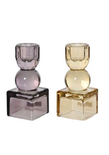 Beauty Home Γυάλινο κηροπήγιο 5 cm x 11cm Γκρι