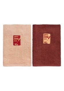 Beauty Home Ποτηρόπανα σετ 2τμχ Art 8289 40x60 Μπεζ,Μόκα