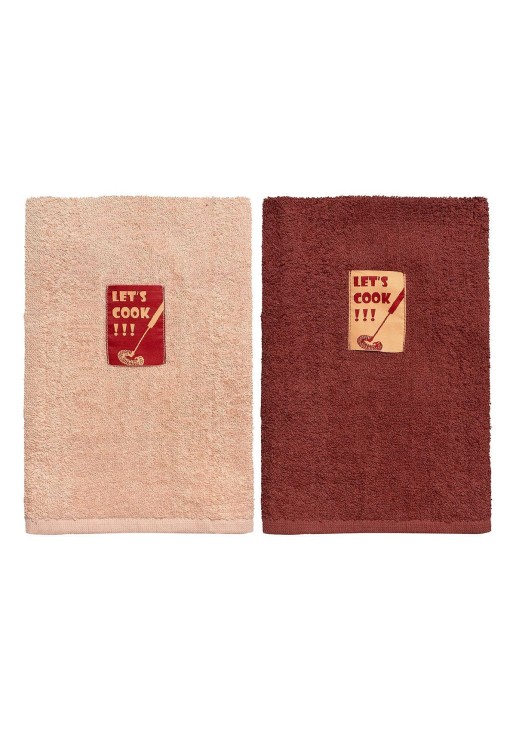 Beauty Home Ποτηρόπανα σετ 2τμχ Art 8289 40x60 Μπεζ,Μόκα