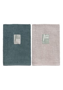 Beauty Home Ποτηρόπανα σετ 2τμχ Art 8290 40x60 Βεραμάν,Γκρι